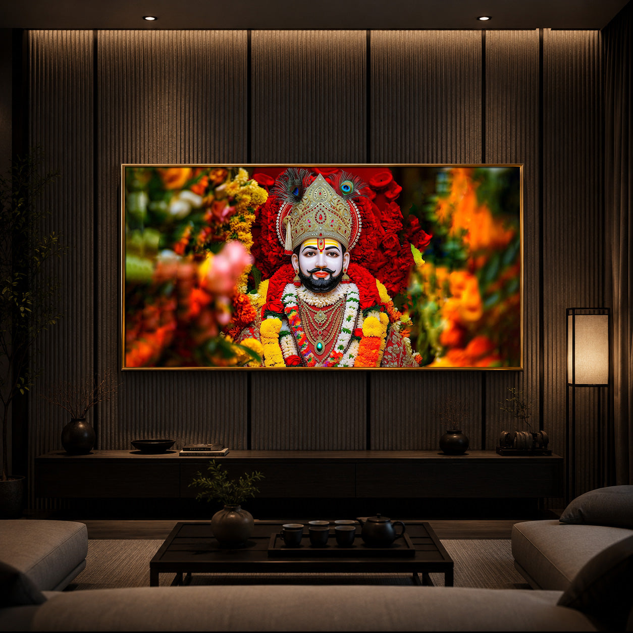 Khatu Shyam Ji Modern Luxury Backlight Horizontal Wall Art