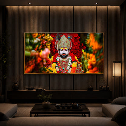 Khatu Shyam Ji Modern Luxury Backlight Horizontal Wall Art