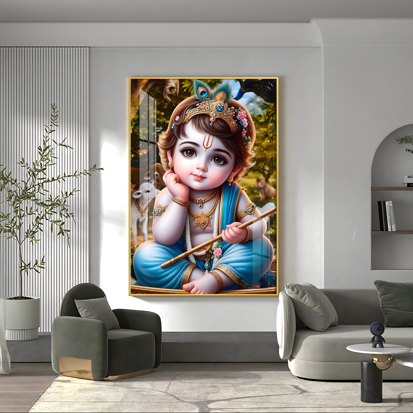 Little Krishna Reverberations Premium Vertical Acrylic Wall Art