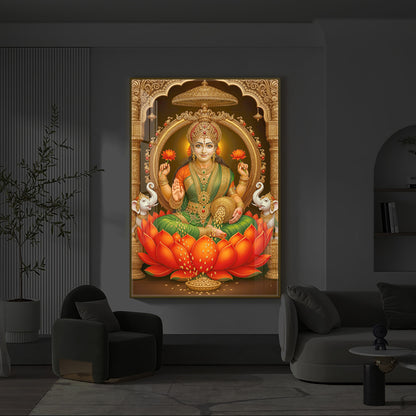Mahalaxmi Ji Modern Luxury Backlight Vertical Wall Art