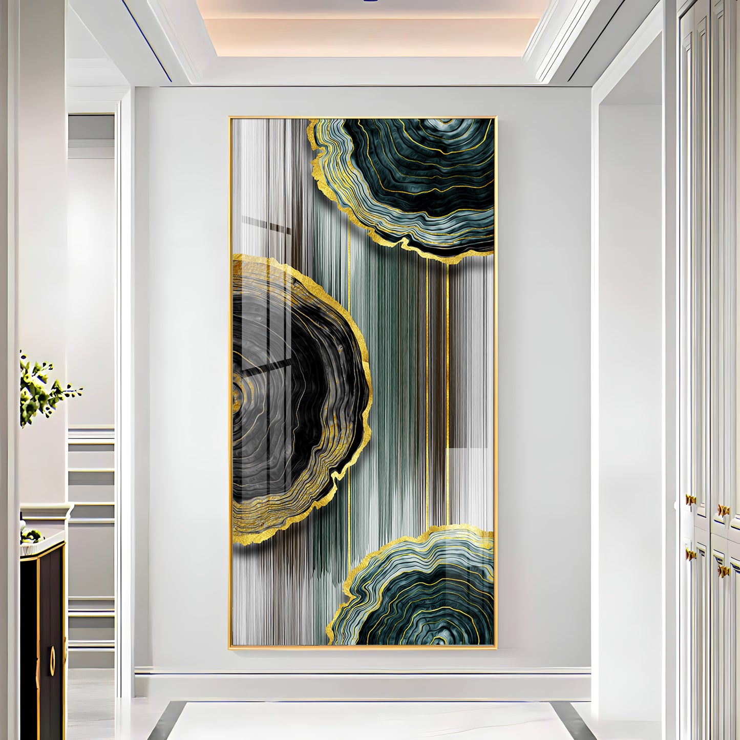 Modern Golden Annual Ring Premium Acrylic Vertical Wall Art