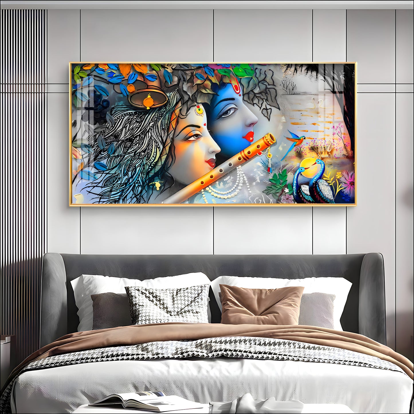 Radha Krishna Unforgetable Love Pemium Acrylic Horizontal Wall Art