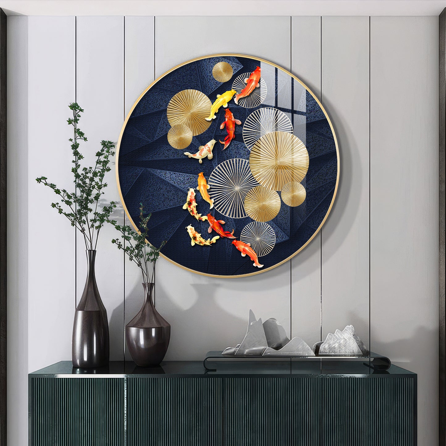 Goldfish Emblem Premium Acrylic Round Wall Art