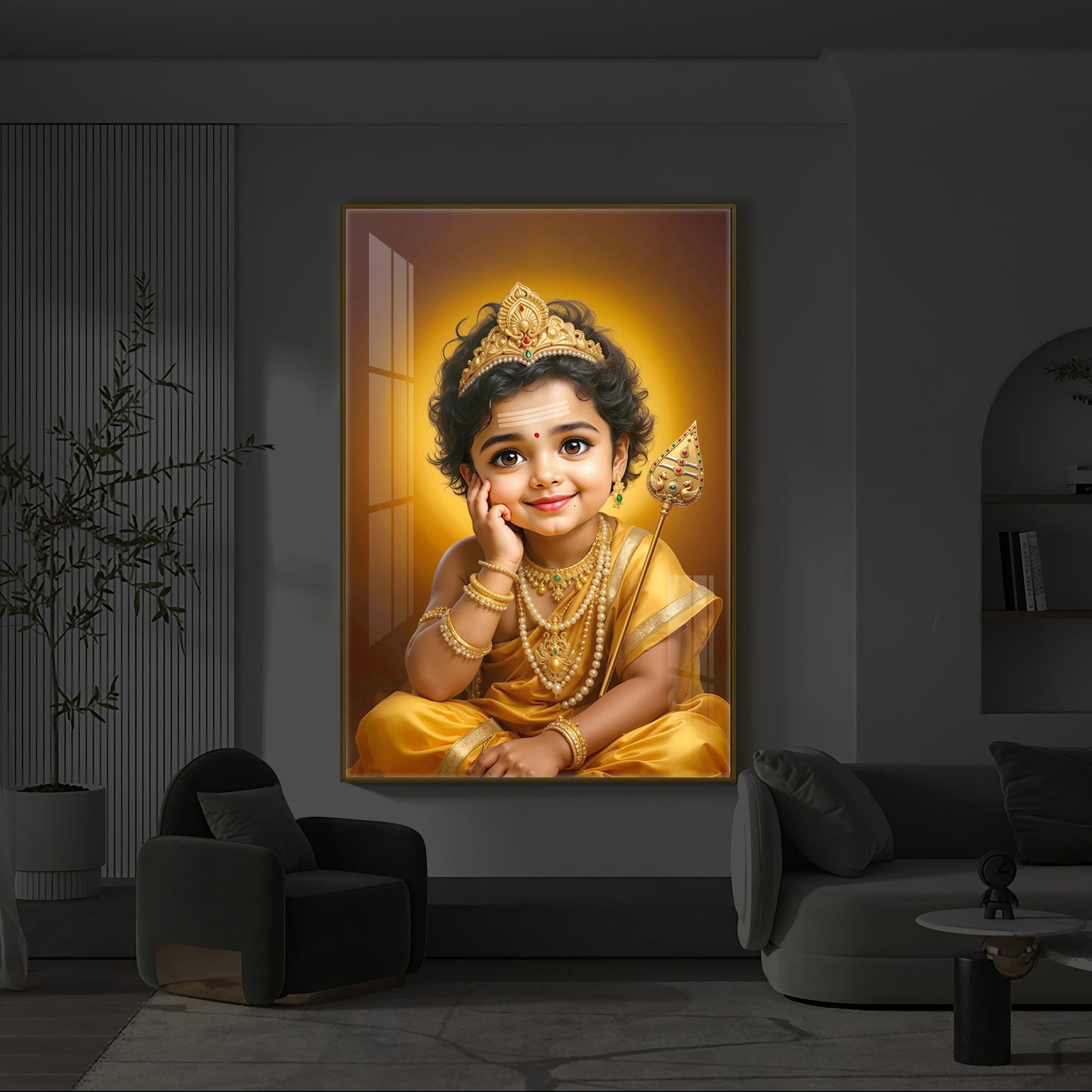 Baby Murugan Modern Luxury Backlight Vertical Wall Art