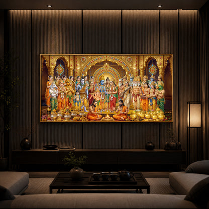Divine Moment Of Shrinivasam Kalyanam Modern Luxury Backlight Horizontal Wall Art