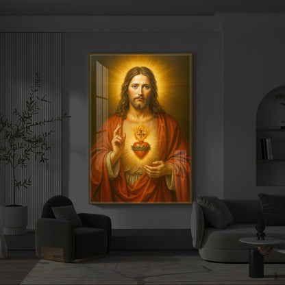 Heart Of Jesus Modern Luxury Backlight Vertical Wall Art