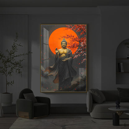 Gautam Buddh Modern Luxury Backlight Vertical Wall Art