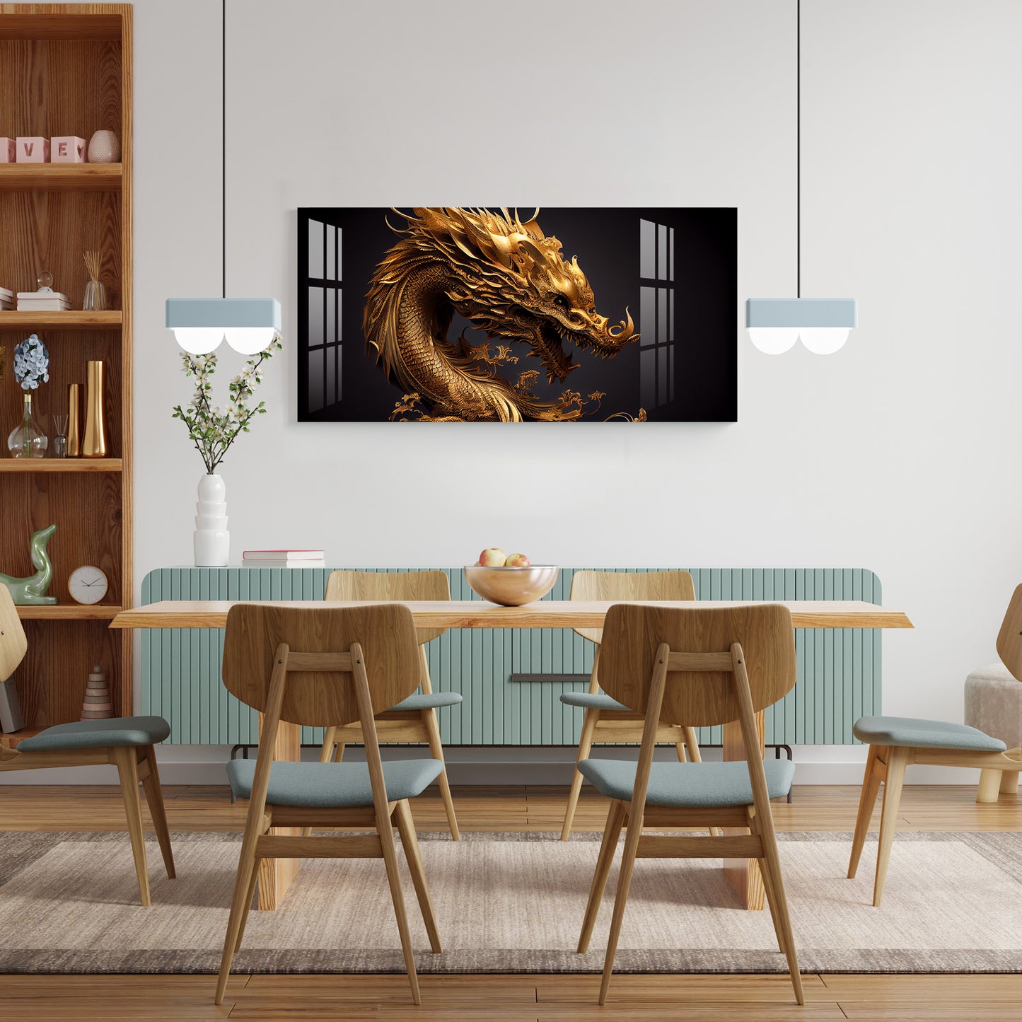 Golden Chinese Dragon Acrylic Wall Art