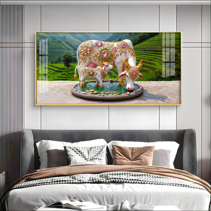 Holy Kamdhenu Premium Acrylic Horizontal Wall Art
