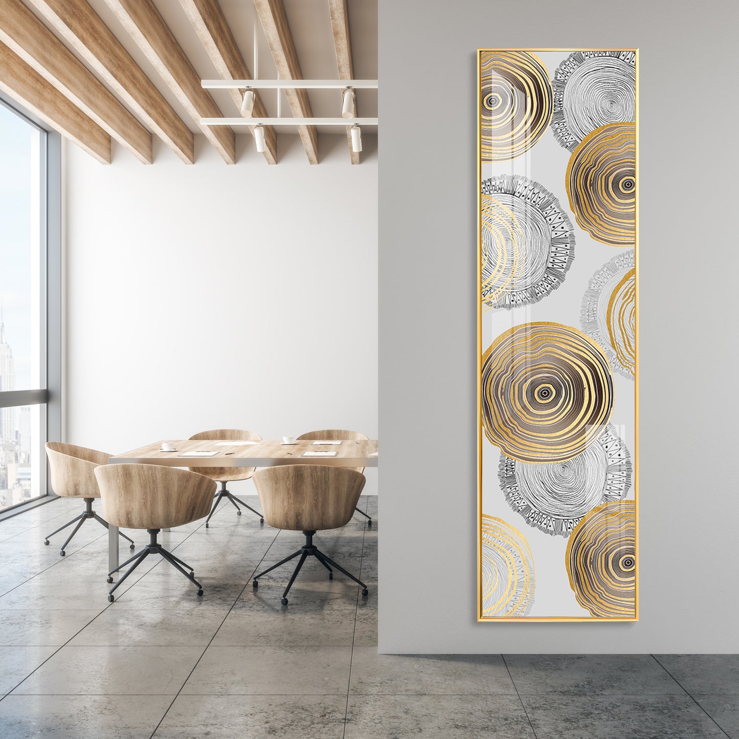 Spiral Gold & Black Design Premium Acrylic Vertical Wall Art