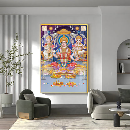 Spiritual Maha Laxmi Ji Premium Acrylic Vertical Wall Art