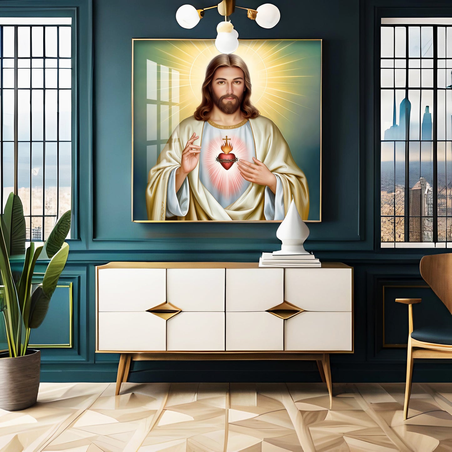 The Beautiful Sacred Heart Jesus Premium Acrylic Square Wall Art