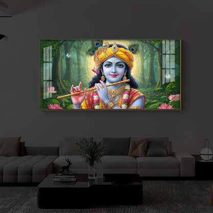 Shri Krishna Ji Modern Luxury Backlight Horizontal Wall Art