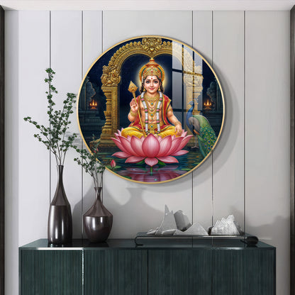 Goddess Laxmi Blessing Premium Acrylic Round Wall Art