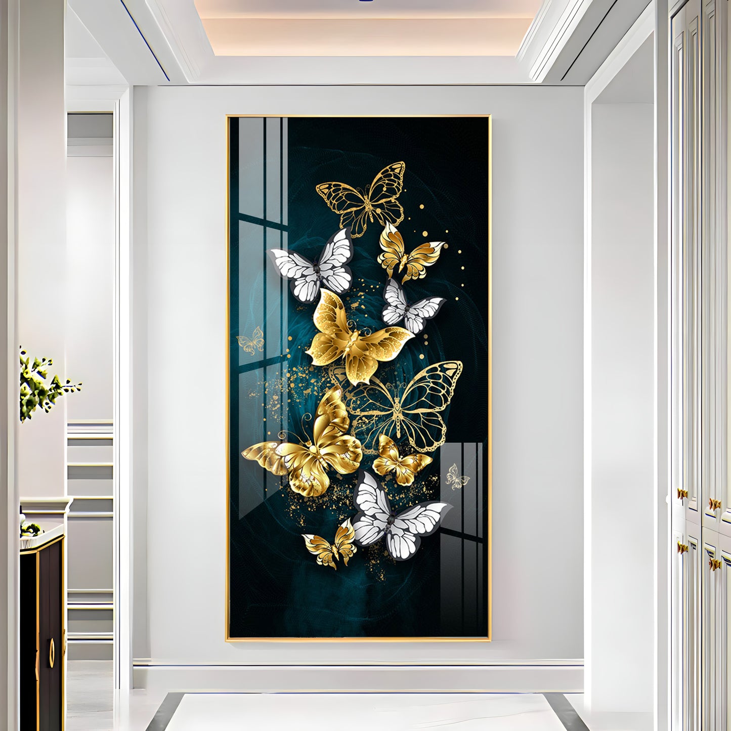 Golden & Silver Butterflies Luxury Crystal Wall Art