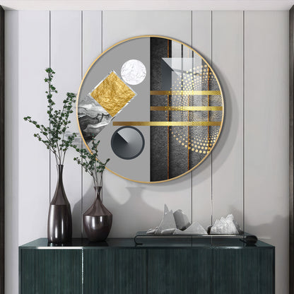 Geometric Elegance Premium Acrylic Round Wall Art