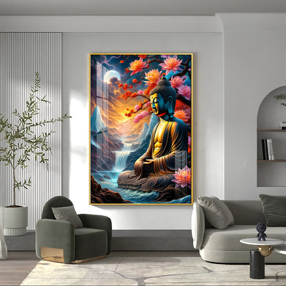 Sitting Buddha Under The Tree Premium Acrylic Vertical Wall Art