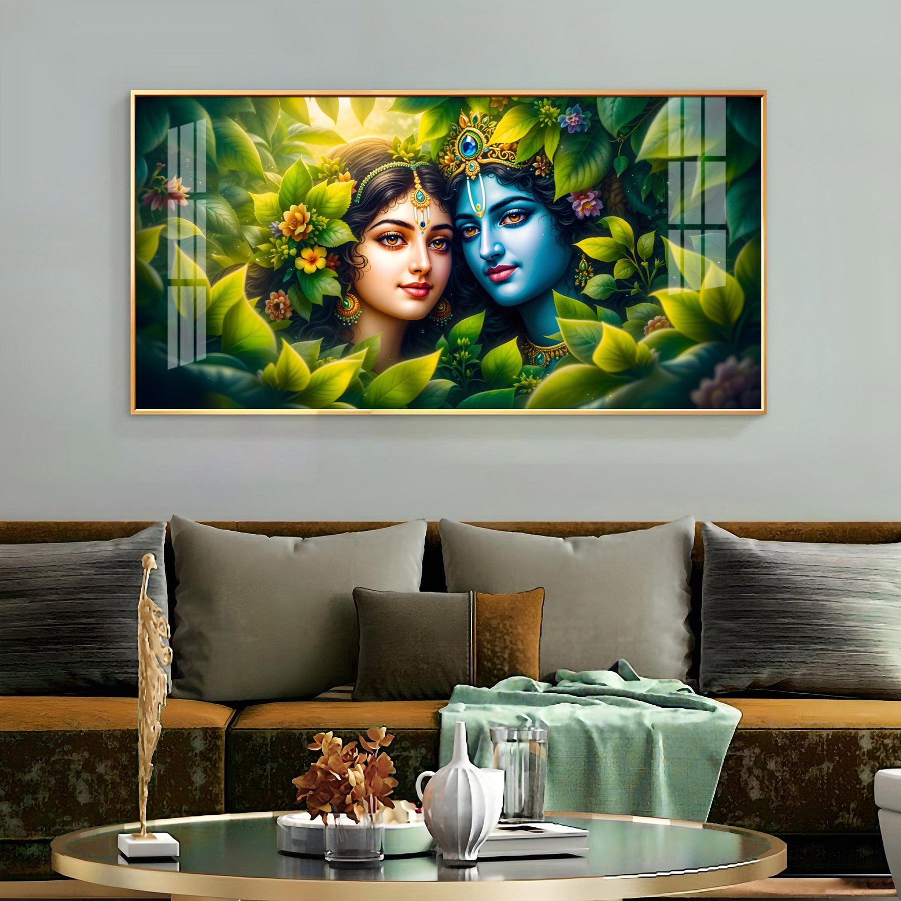Spirituality Of Radha Krishna Premium Acrylic Horizontal Wall Art