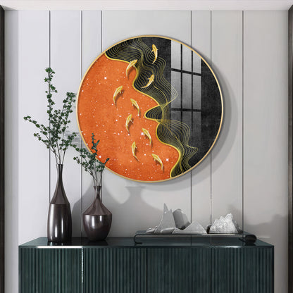 Goldfish Delight Premium Acrylic Round Wall Art