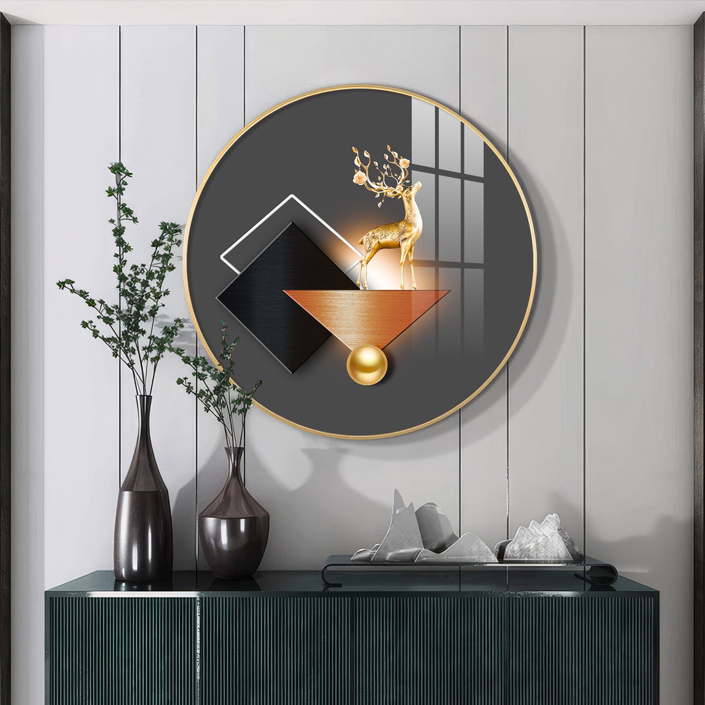 Antler Aesthetic Premium Acrylic Round Wall Art