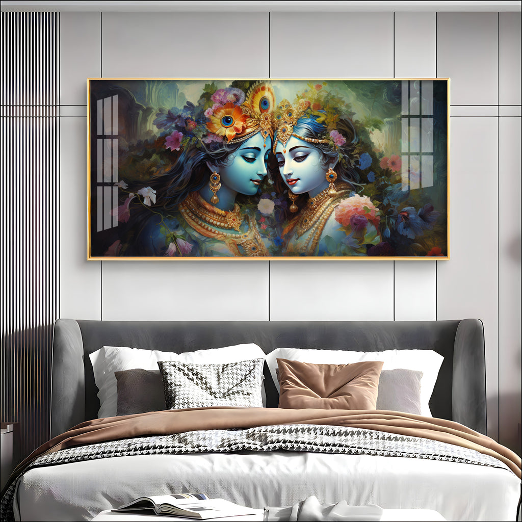 Krishna's Love For Radha Premium Acrylic Horizontal Wall Art