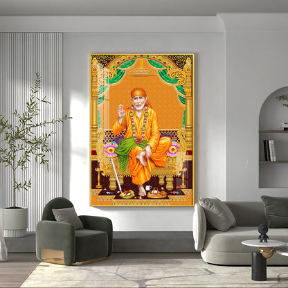 Divine Sai Baba Premium Acrylic Vertical Wall Art