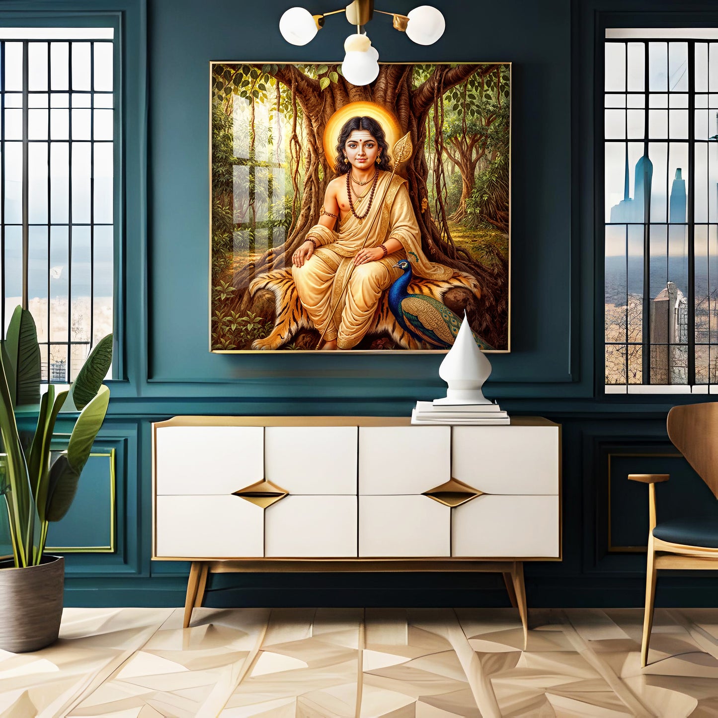 Divine Kartikeya Premium Acrylic Square Wall Art