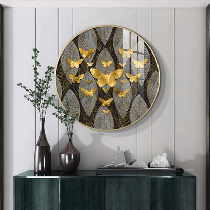 Golden Winged Premium Acrylic Round Wall Art