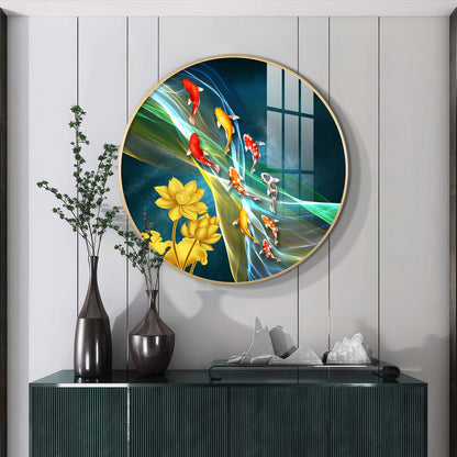 Aquatic Harmony Premium Acrylic Round Wall Art