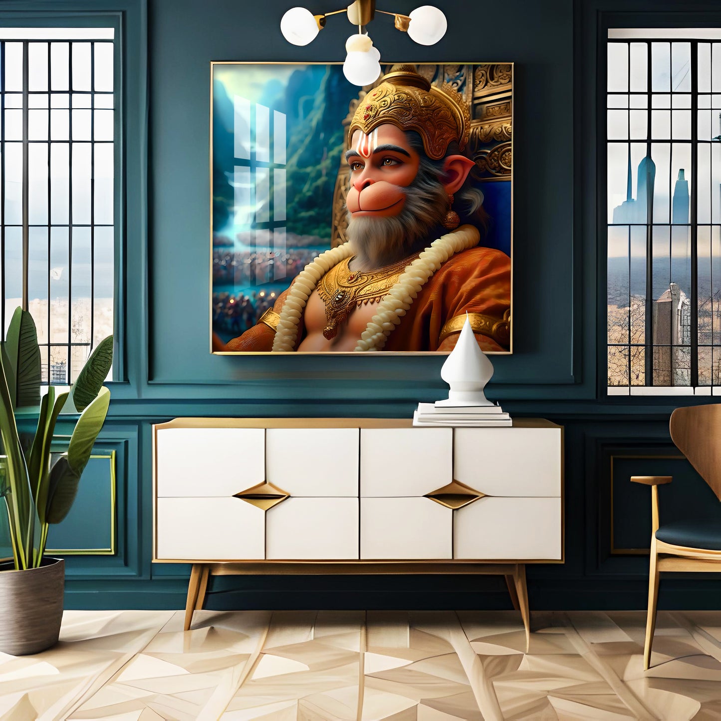 Legendary Hanuman Premium Acrylic Square Wall Art