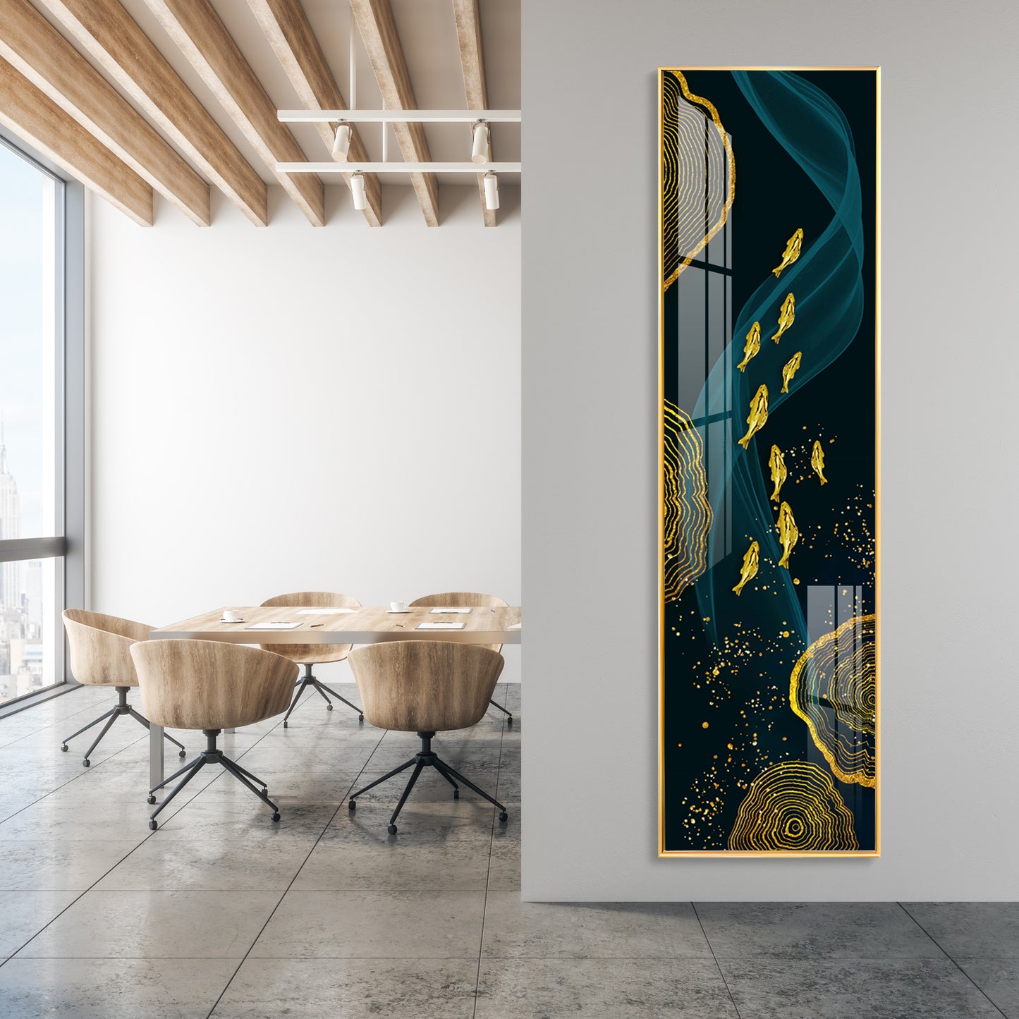 Oceanic Gold Fish Premium Acrylic Vertical Wall Art