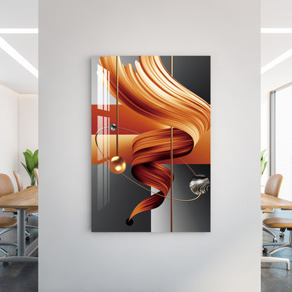 Geometric Orange Modern Abstract Wall Art