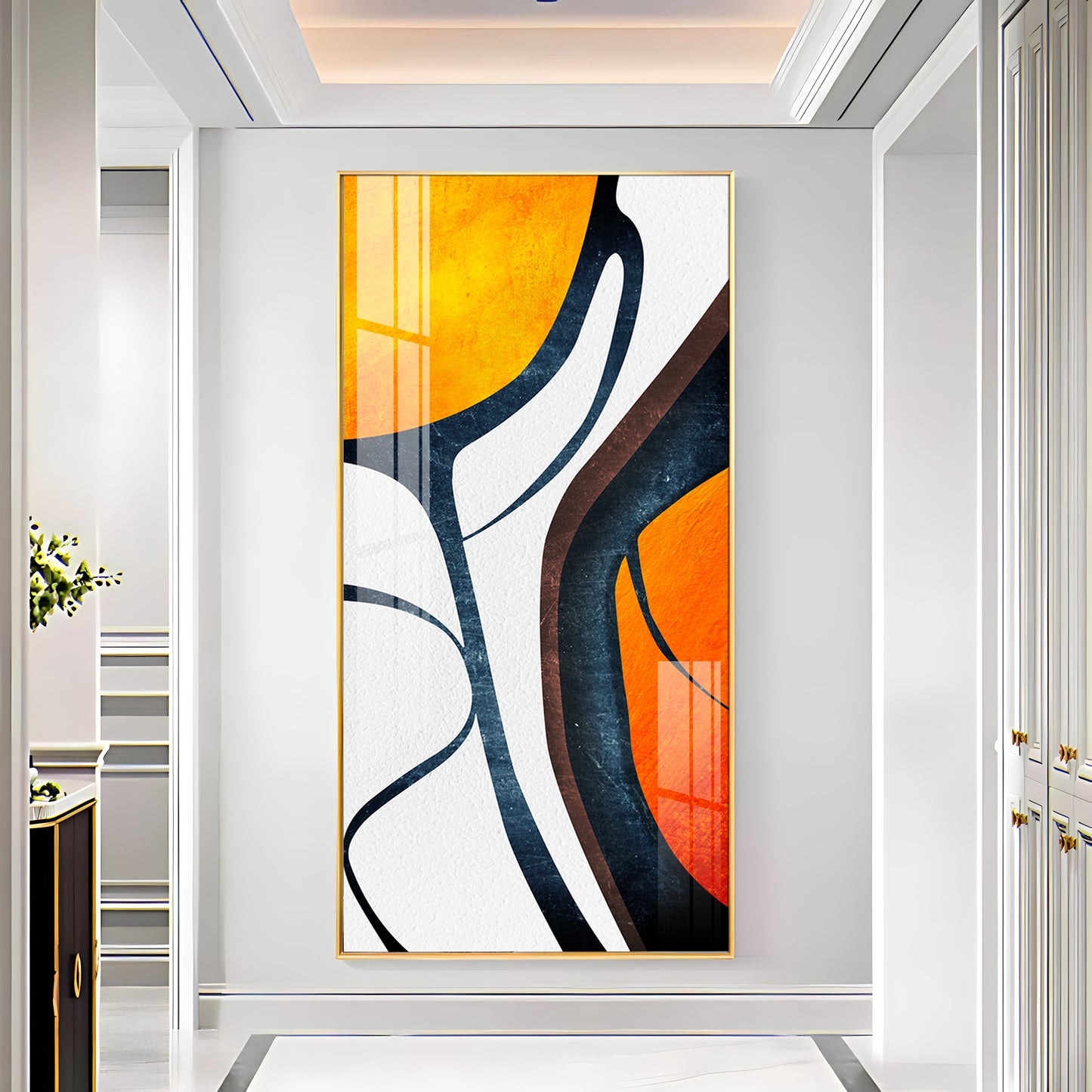 Orange Light Luxury Corridor Premium Acrylic Vertical Wall Art