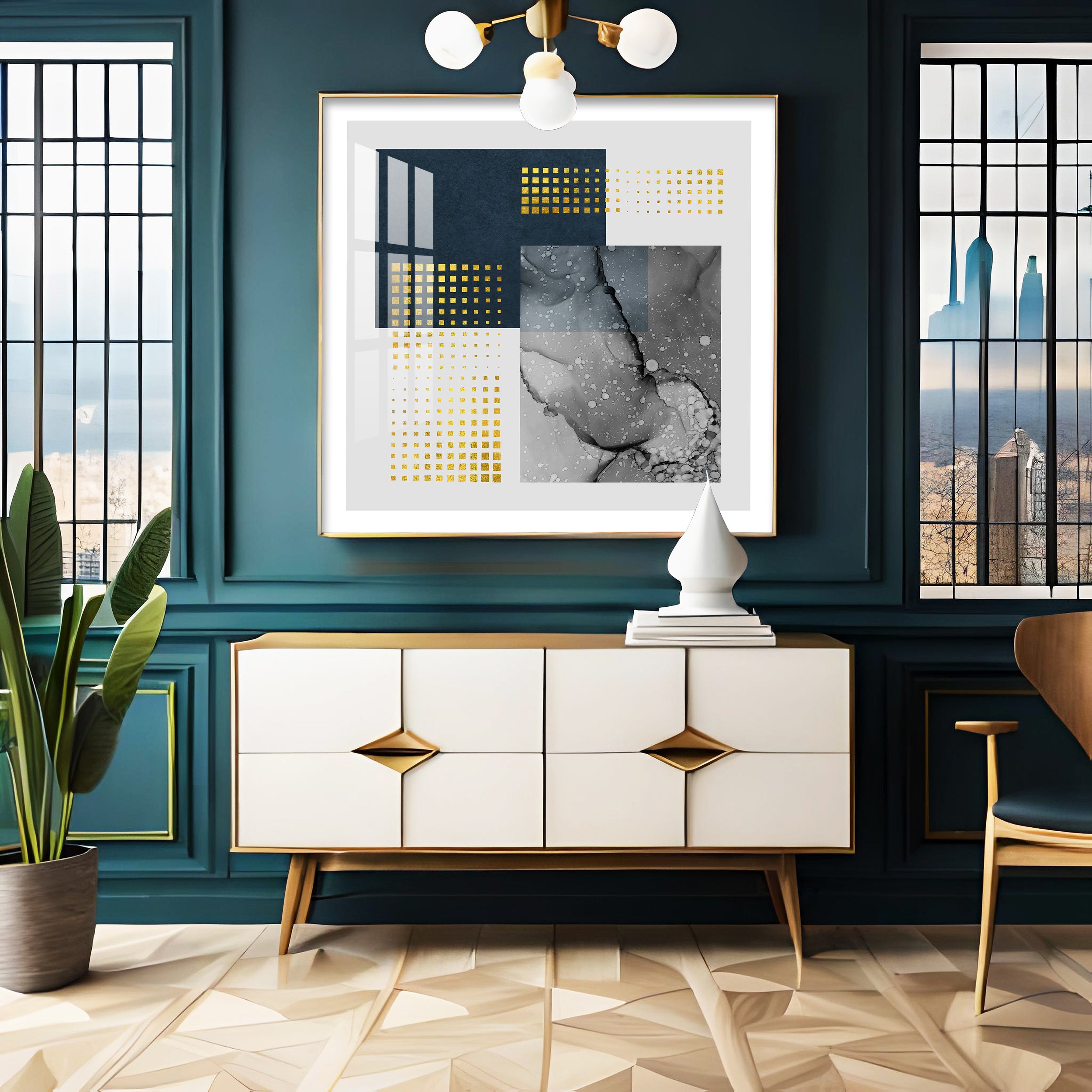 Midcentury Modern Art Premium Acrylic Square Wall Art