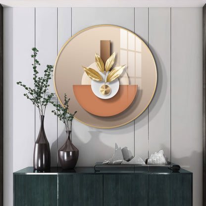 Leafy Luxe Vase Premium Acrylic Round Wall Art