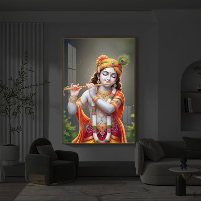 Shri Krishna Modern Luxury Backlight Vertical Wall Art