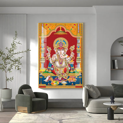 Divine Ganesha Premium Acrylic Vertical Wall Art