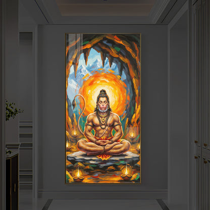 Lord Hanuman Ji Modern Luxury Backlight Vertical Wall Art