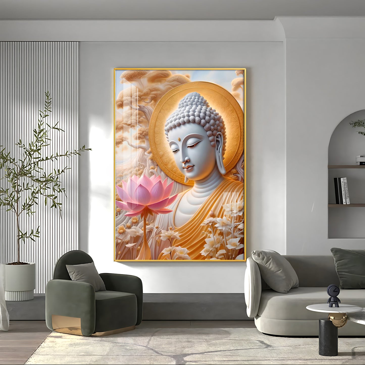 Dharvika Buddha Premium Acrylic Vertical Wall Art