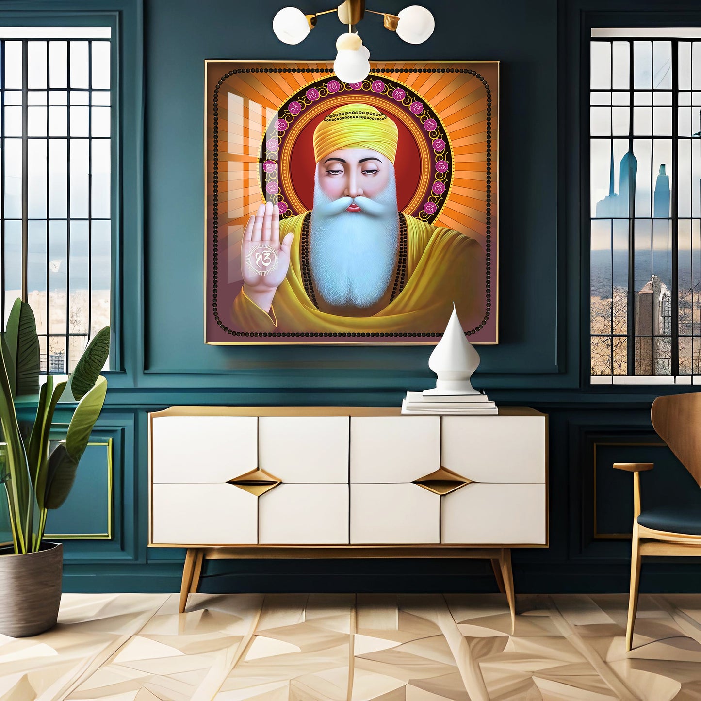 Guru Nanak Ji Premium Acrylic Square Wall Art