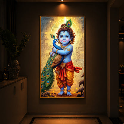 Little krishna Modern Luxury Backlight Vertical Wall Art