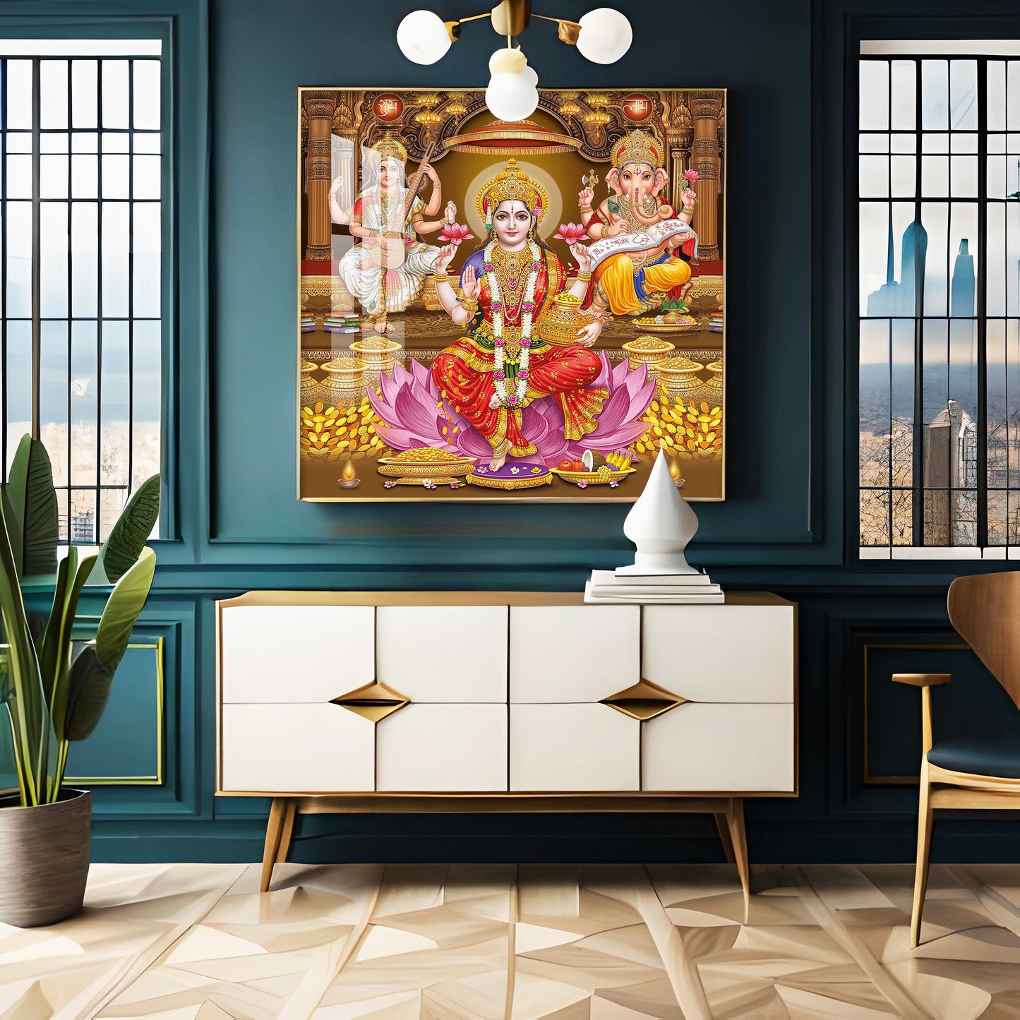 Enchanted Laxmi Ji Divinity Premium Acrylic Square Wall Art