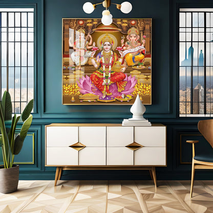 Enchanted Laxmi Ji Divinity Premium Acrylic Square Wall Art