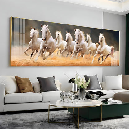 Seven Running Horses Premium Acrylic Horizontal Wall Art