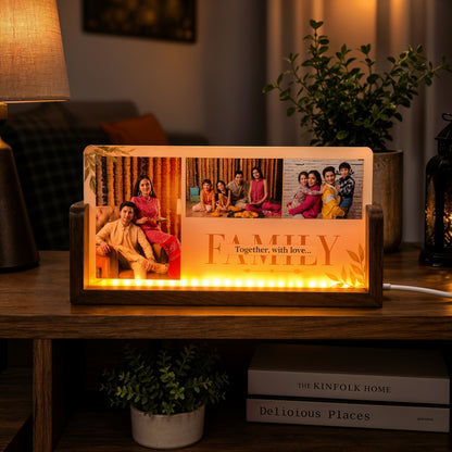 Family Acrylic LED Table Lamp - Wooden Stand