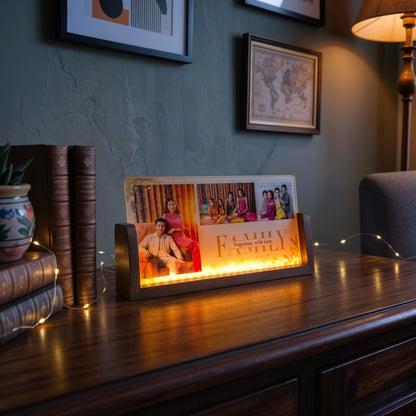 Family Acrylic LED Table Lamp - Wooden Stand