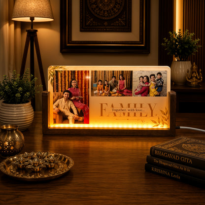 Family Acrylic LED Table Lamp - Wooden Stand