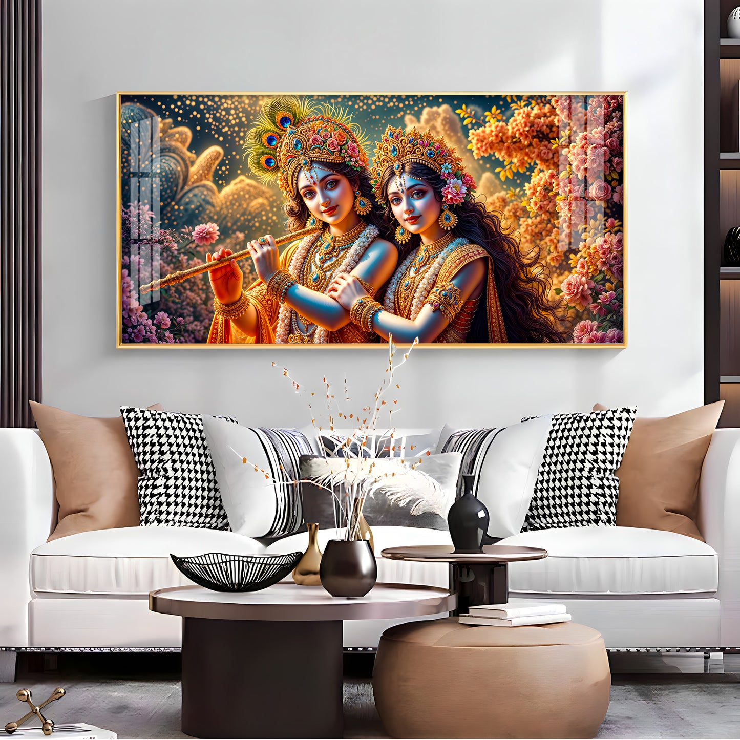 Mystic Radha Krishna Togetherness Premium Acrylic Horizontal Wall Art