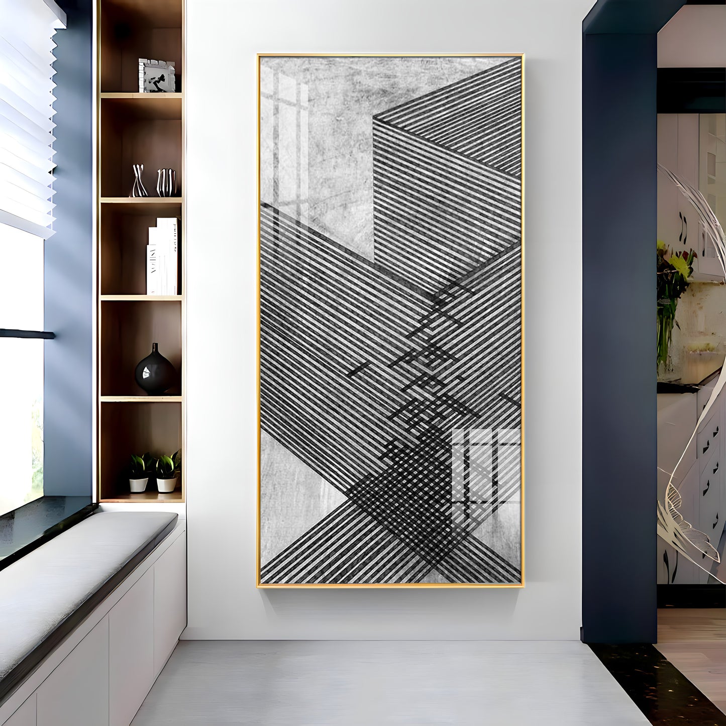 Black Stripes Abstract Premium Acrylic Vertical Wall Art