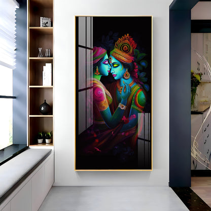 Shri Radhe Krishna Premium Acrylic Vertical Wall Art